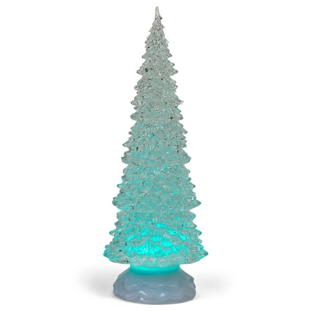 Transpac Large Light Up Classic Glitzmas Tree Silver 14 x 5 Acrylic Christmas Figurine 